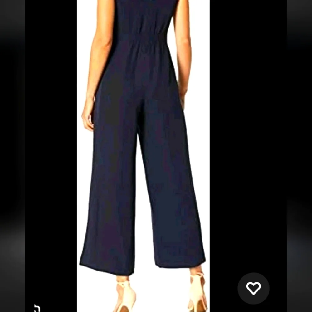 Lauren Ralph Lauren Navy Blue Wide Leg Comfortable Jumpsuit Womens Size XL - Picture 2 of 6